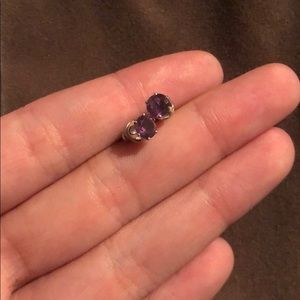 Purple stone stud earrings